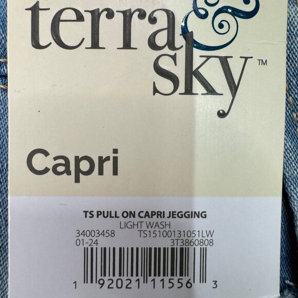 Terra & Sky Womens 4X Capri Jeggings Pull-On Light Wash Stretch Fabric - Picture 3 of 9